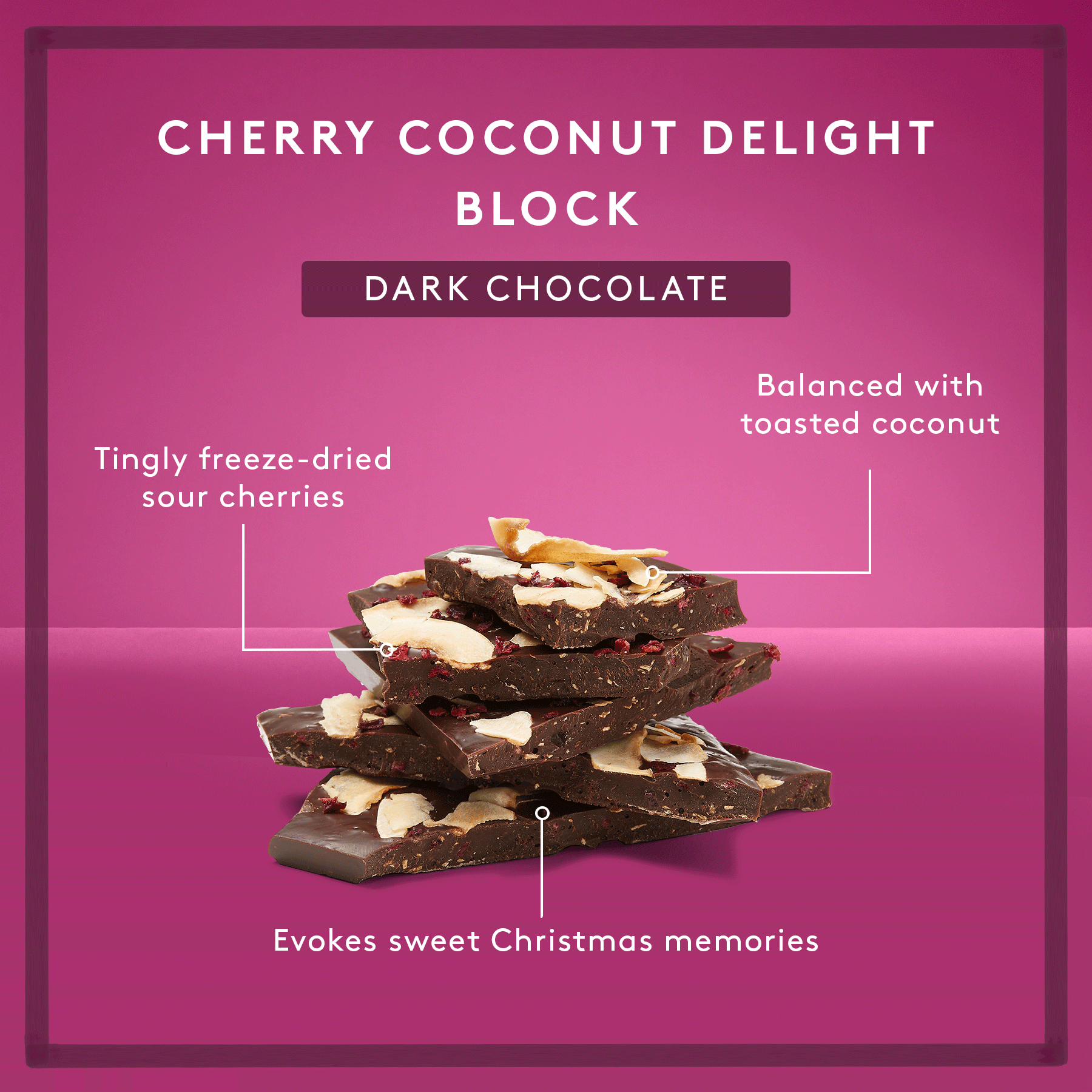 Cherry Coconut Delight | Dark Chocolate Block