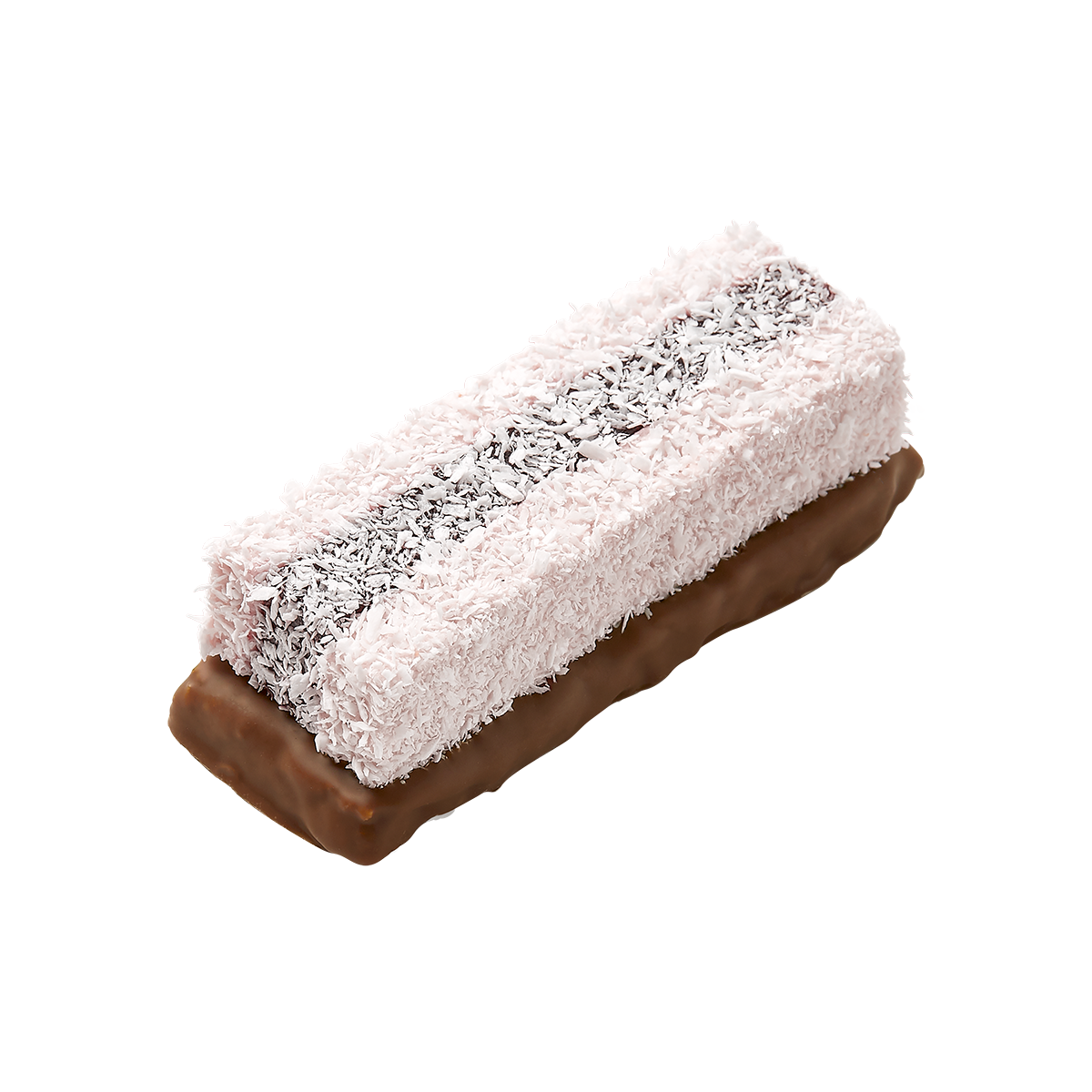 Coconut covered slice with jelly through centre