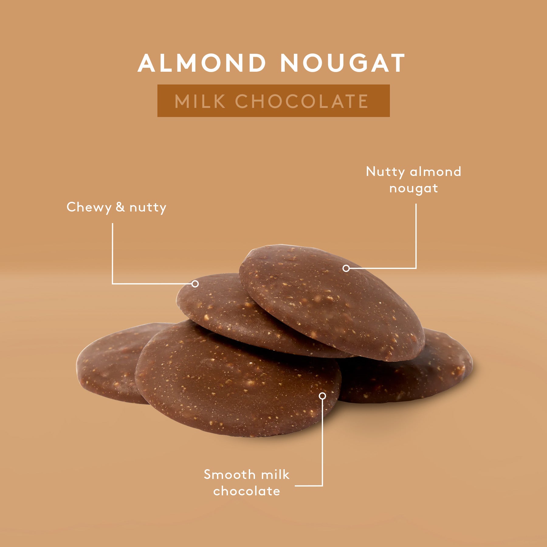 Almond Nougat Dotties 100g | Milk Chocolate