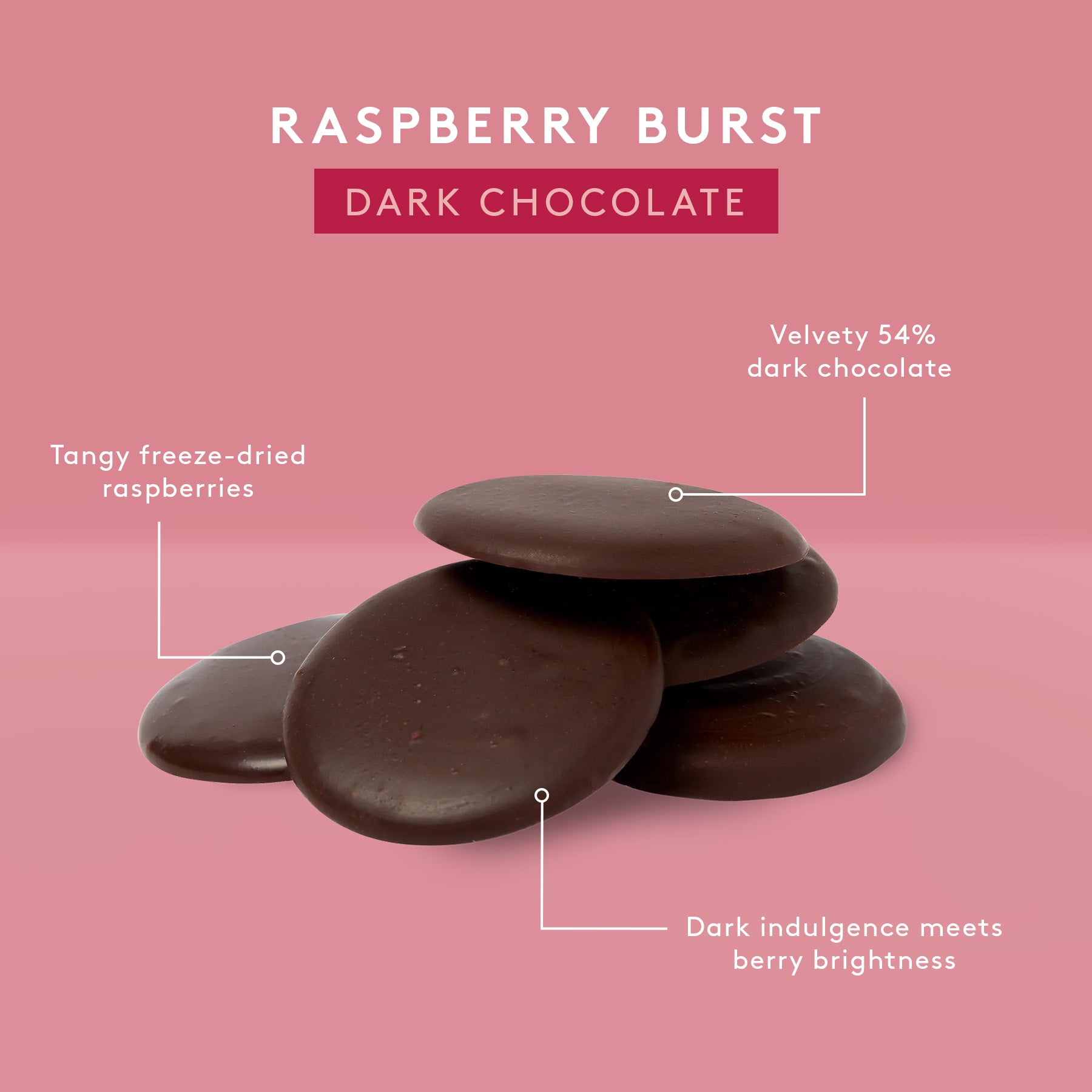 Raspberry Burst Dotties 100g | Dark Chocolate – Koko Black Chocolate
