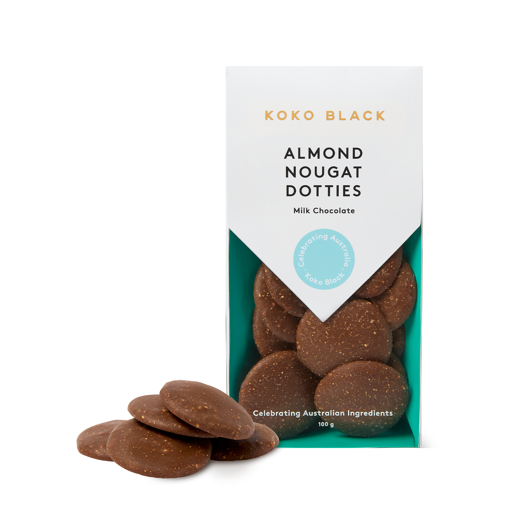 Almond Nougat Dotties 100g | Milk Chocolate