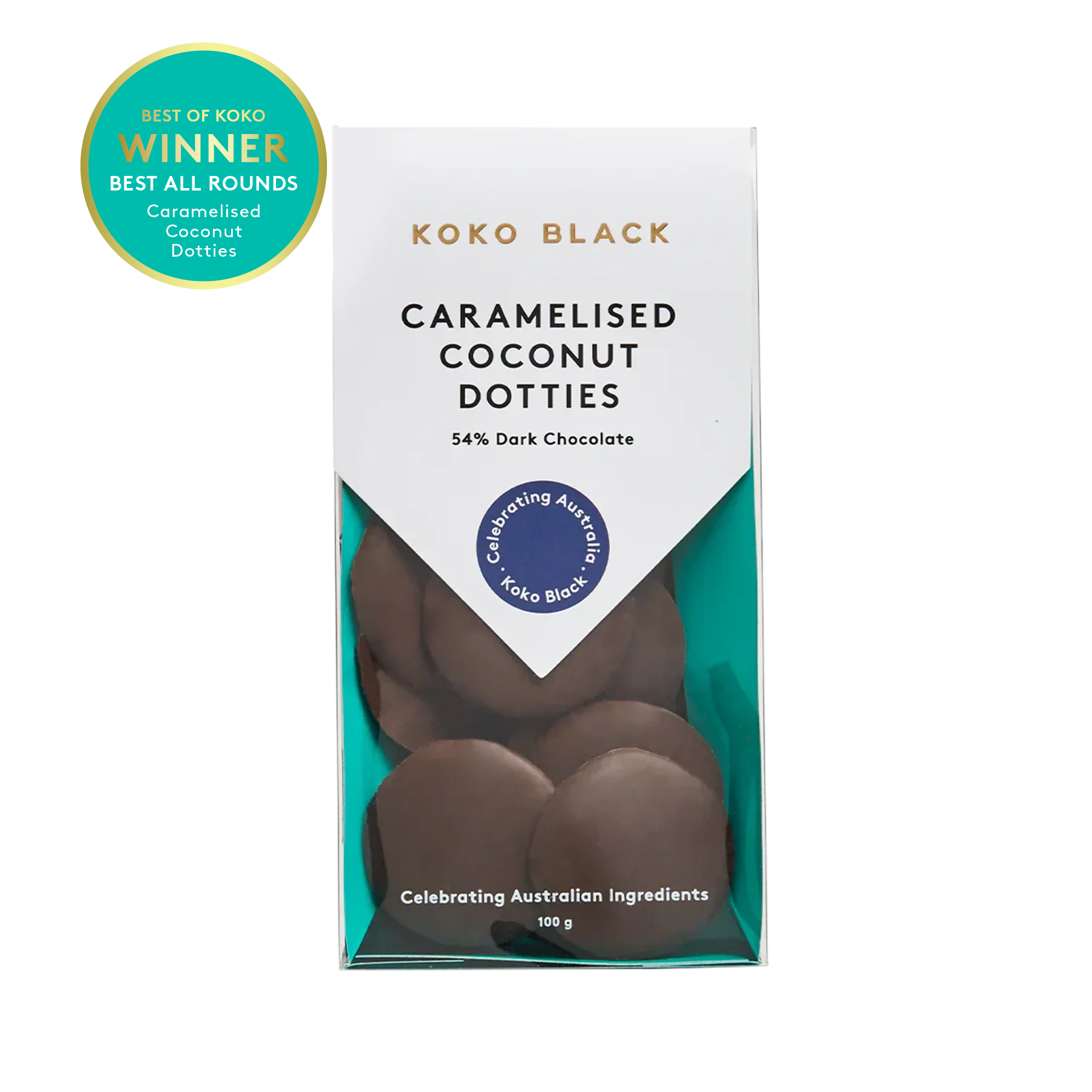 Caramelised Coconut Dotties | Dark Chocolate