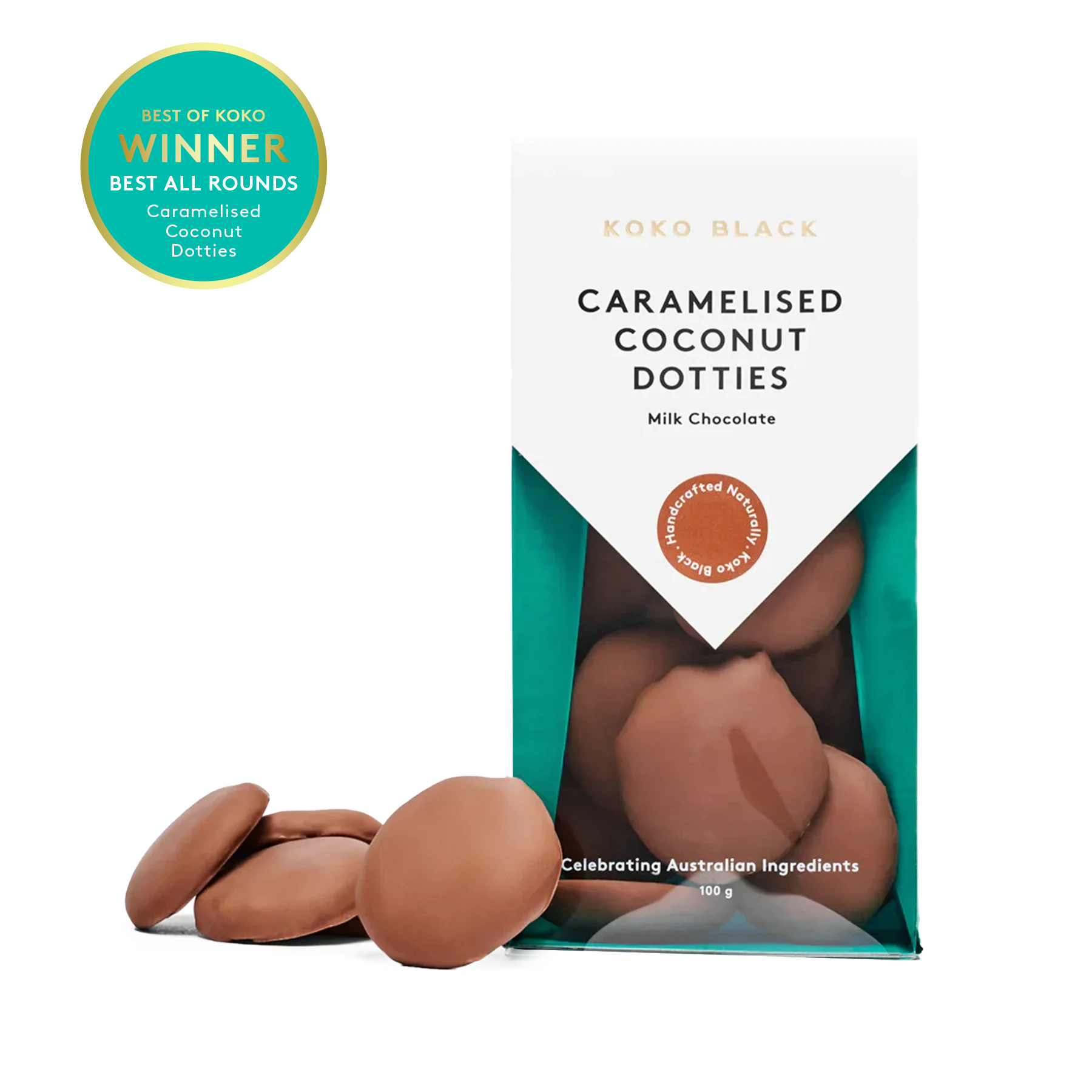 Caramelised Coconut Dotties | Milk Chocolate