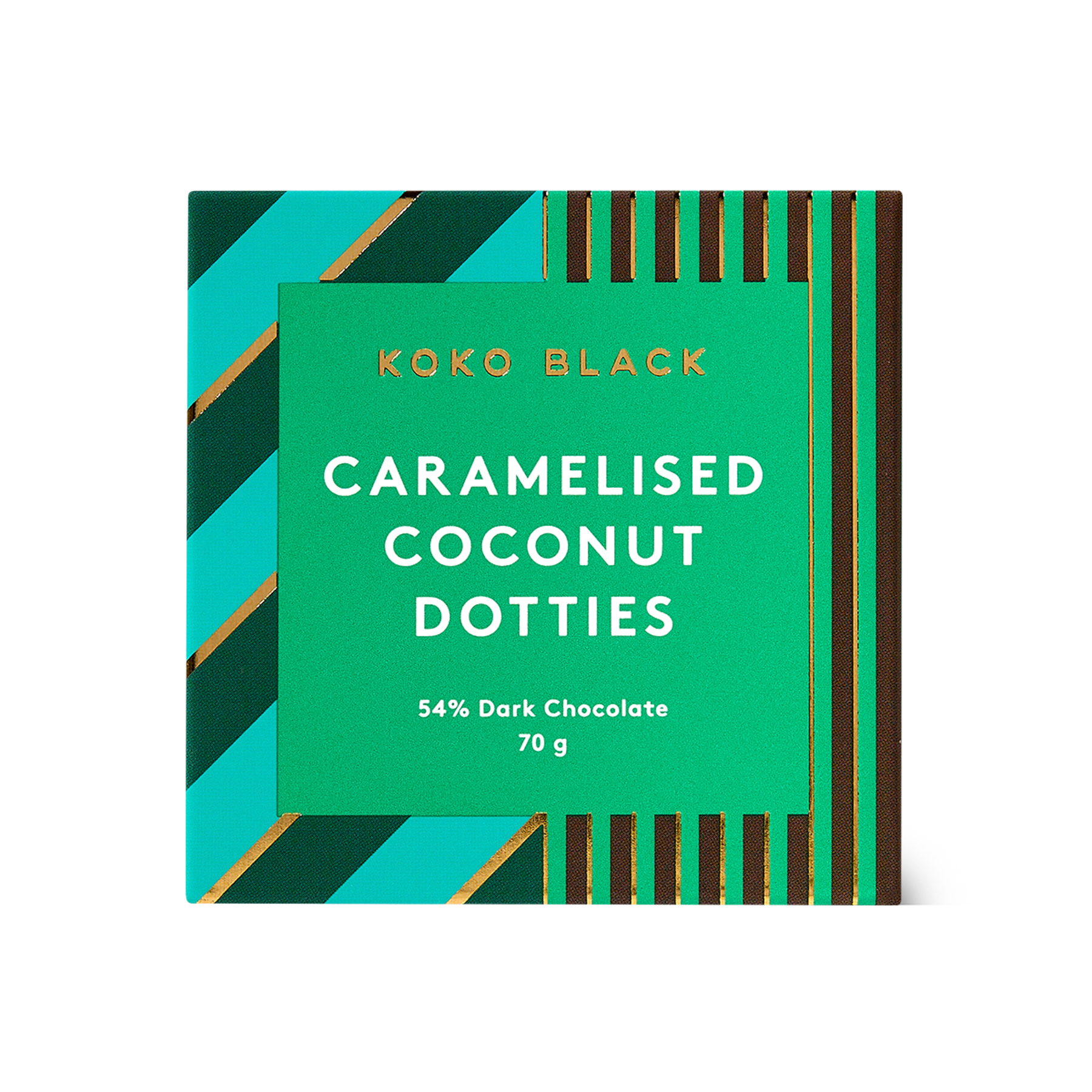 Caramelised Coconut Dotties Cube | Dark Chocolate