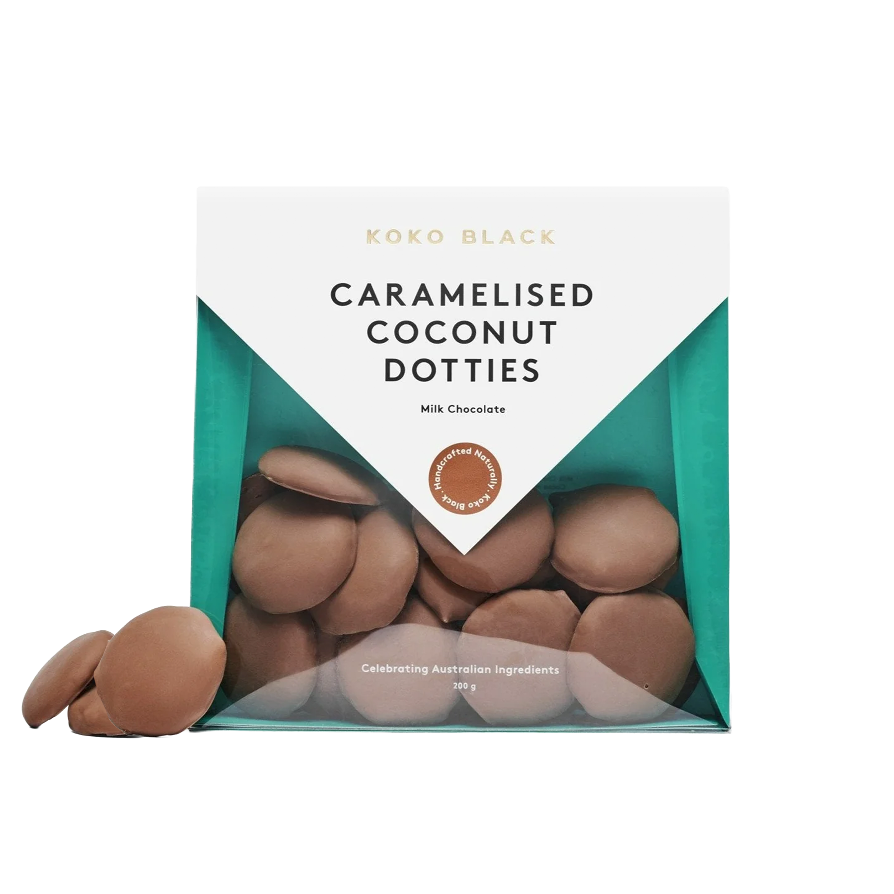 Caramelised Coconut Dotties 200g | Milk Chocolate