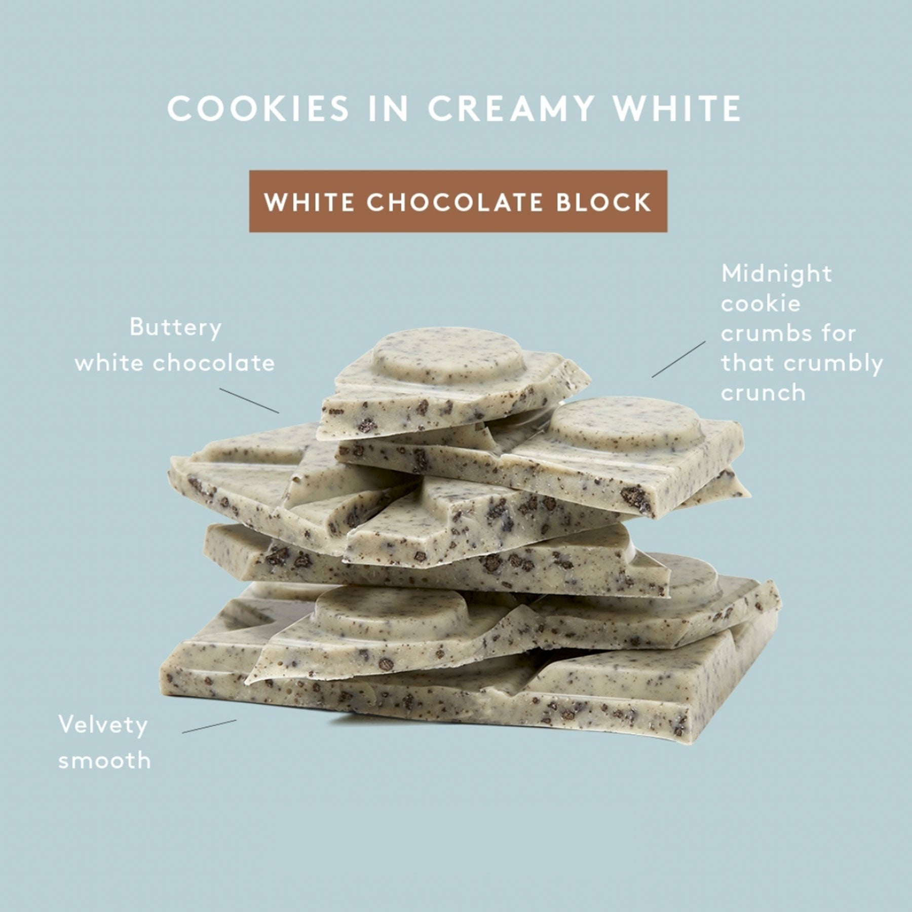 Cookies In Creamy White 80g | White Chocolate Block