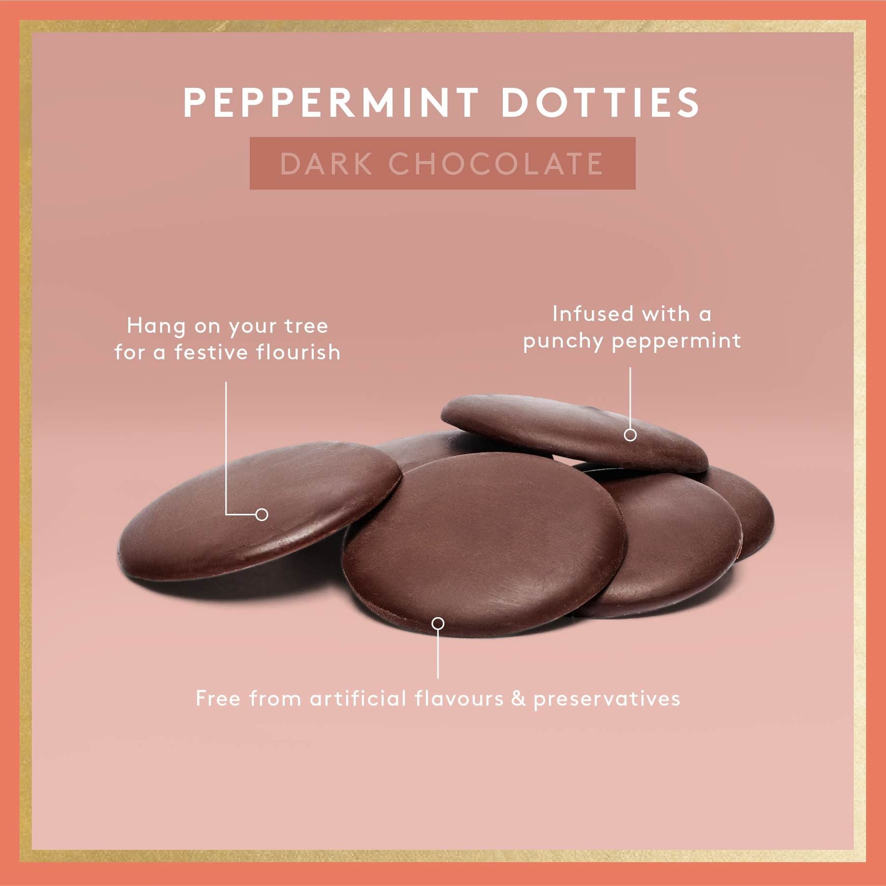 Peppermint Dotties Cube | Dark Chocolate