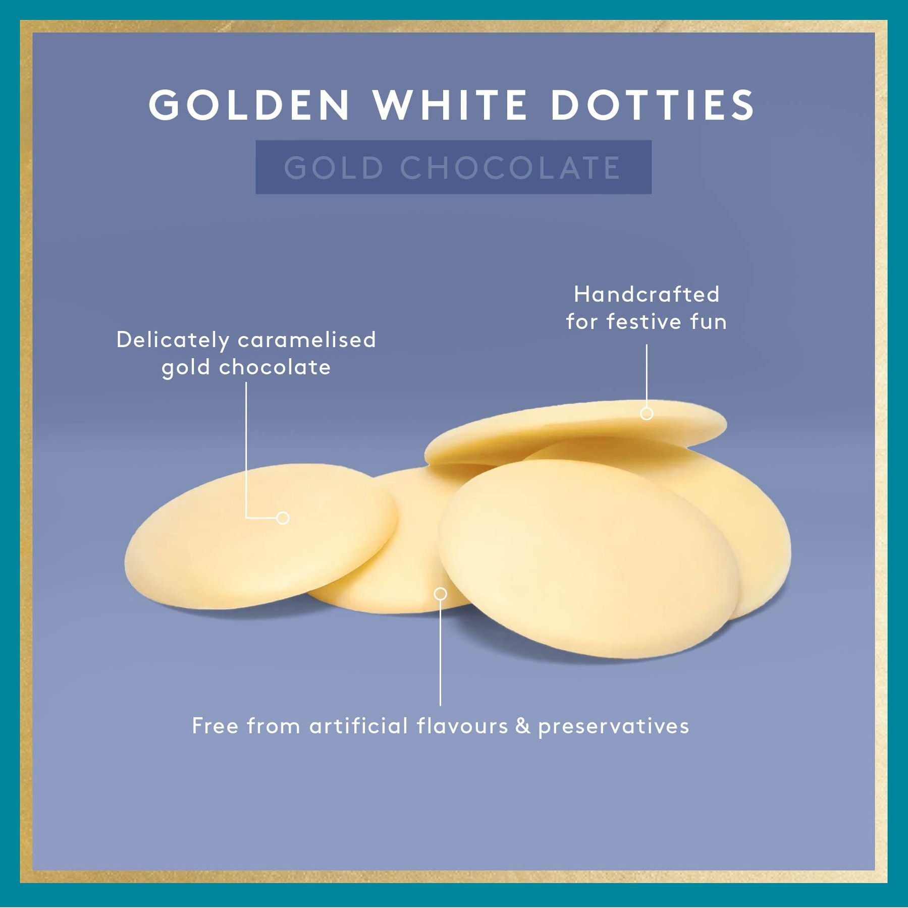 Golden White Dotties Cube | White Chocolate