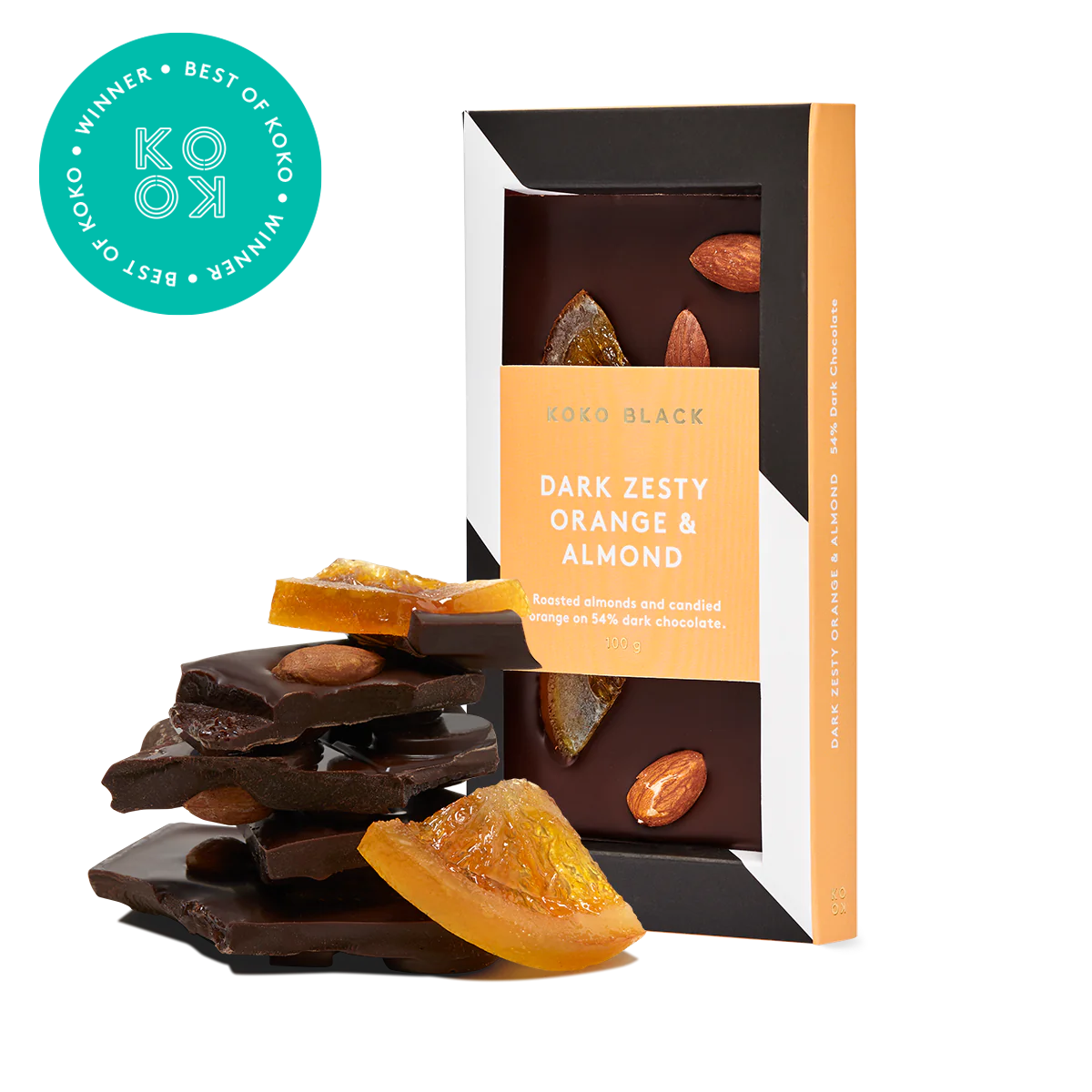 Dark Zesty Orange & Almond | Dark Chocolate Block