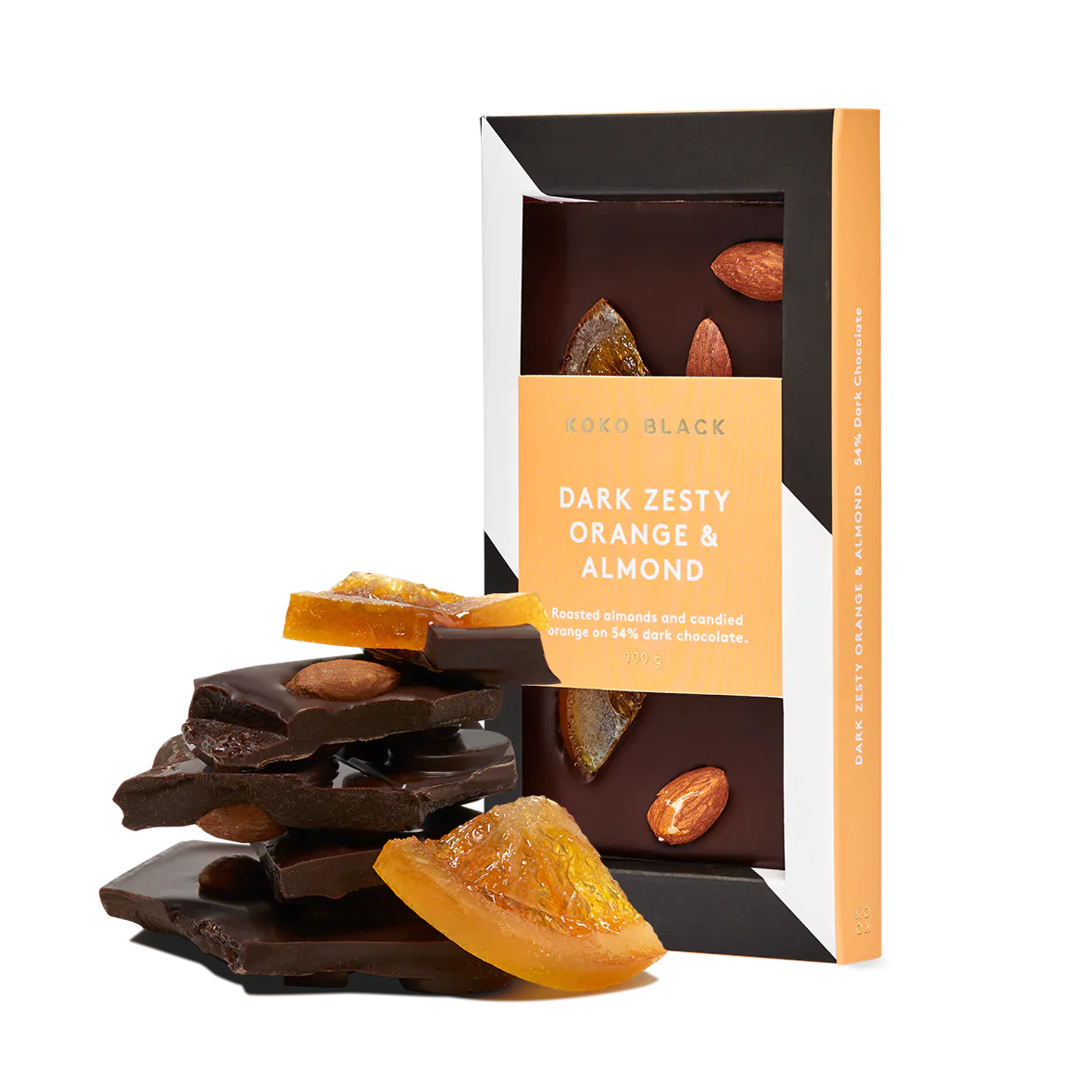 Dark Zesty Orange & Almond | Dark Chocolate Block
