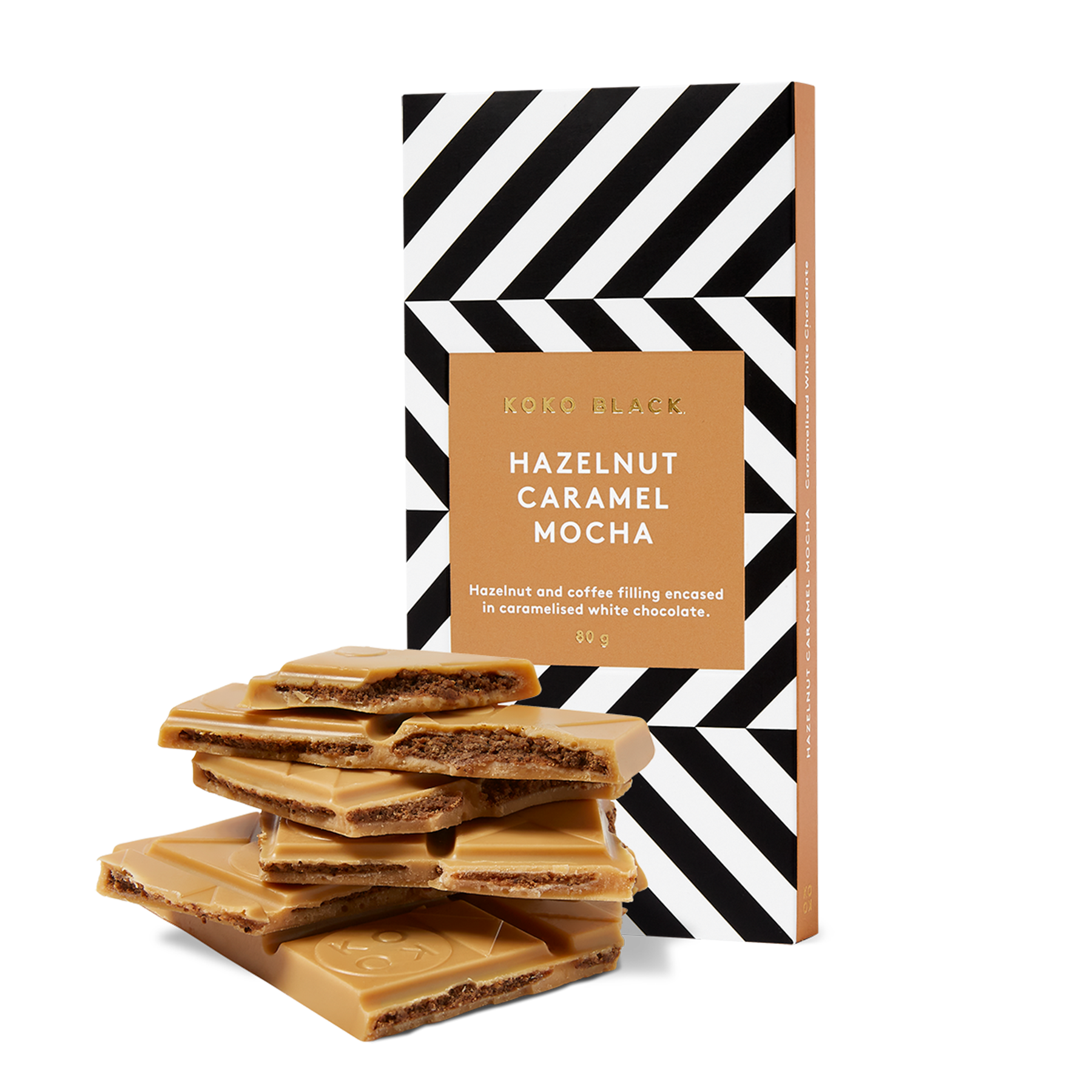 Hazelnut Caramel Mocha 80g | Gold Chocolate Block