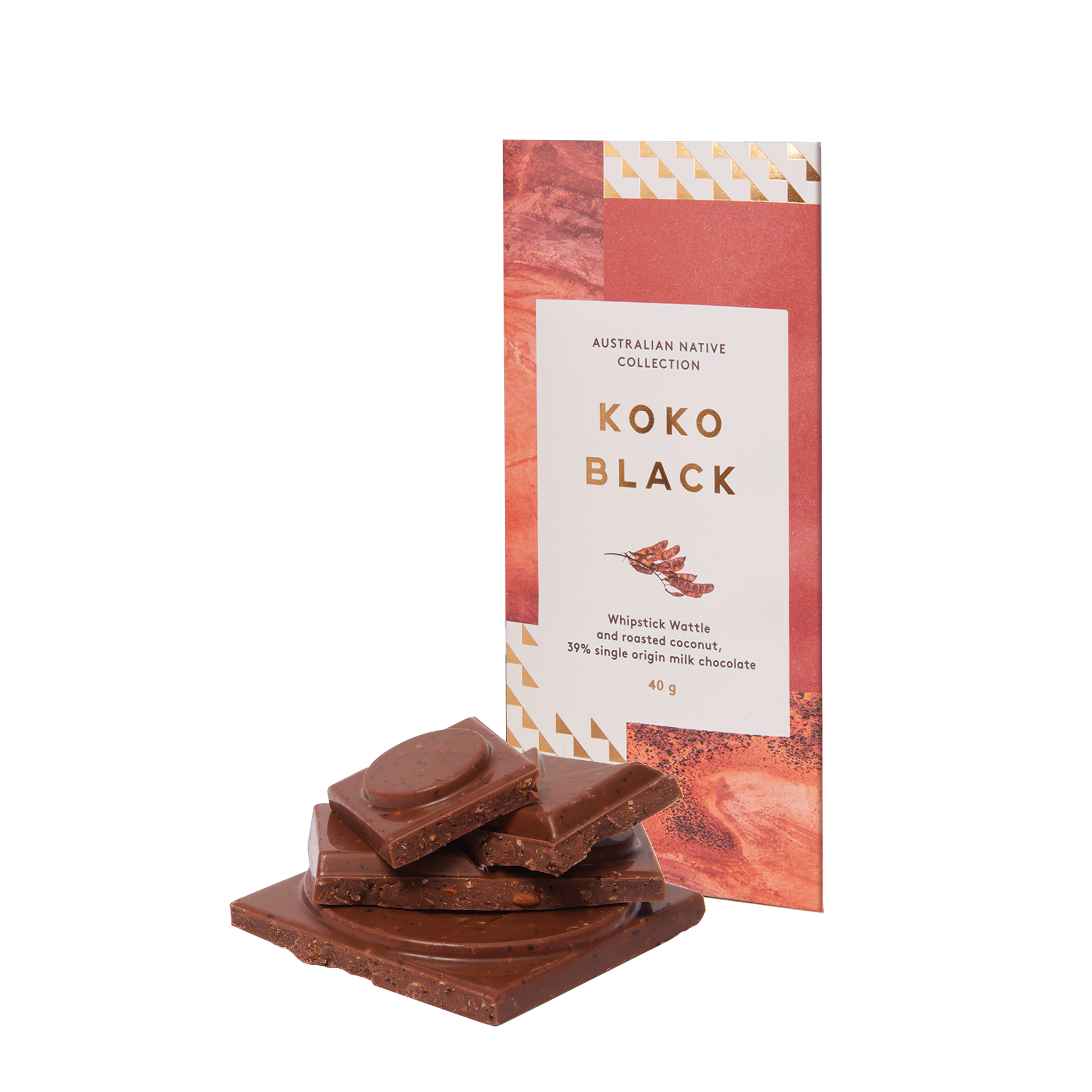 Whipstick Wattle & Roasted Coconut | 39% Milk Chocolate Block