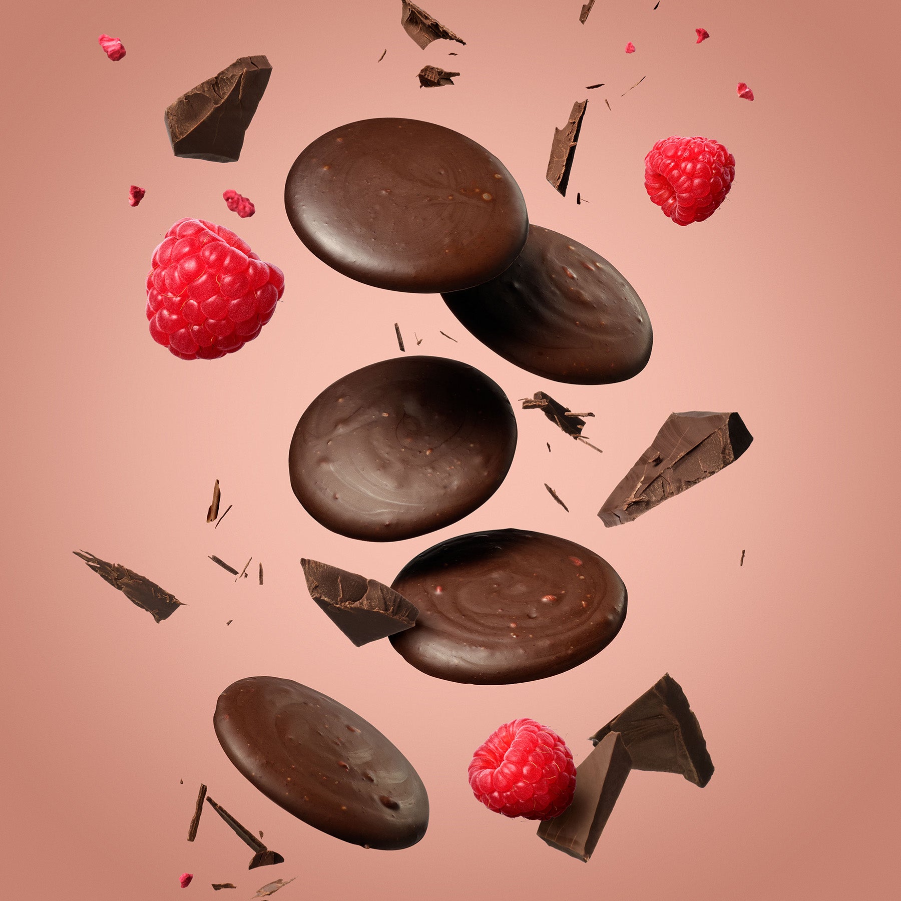 Raspberry Burst Dotties 100g | Dark Chocolate