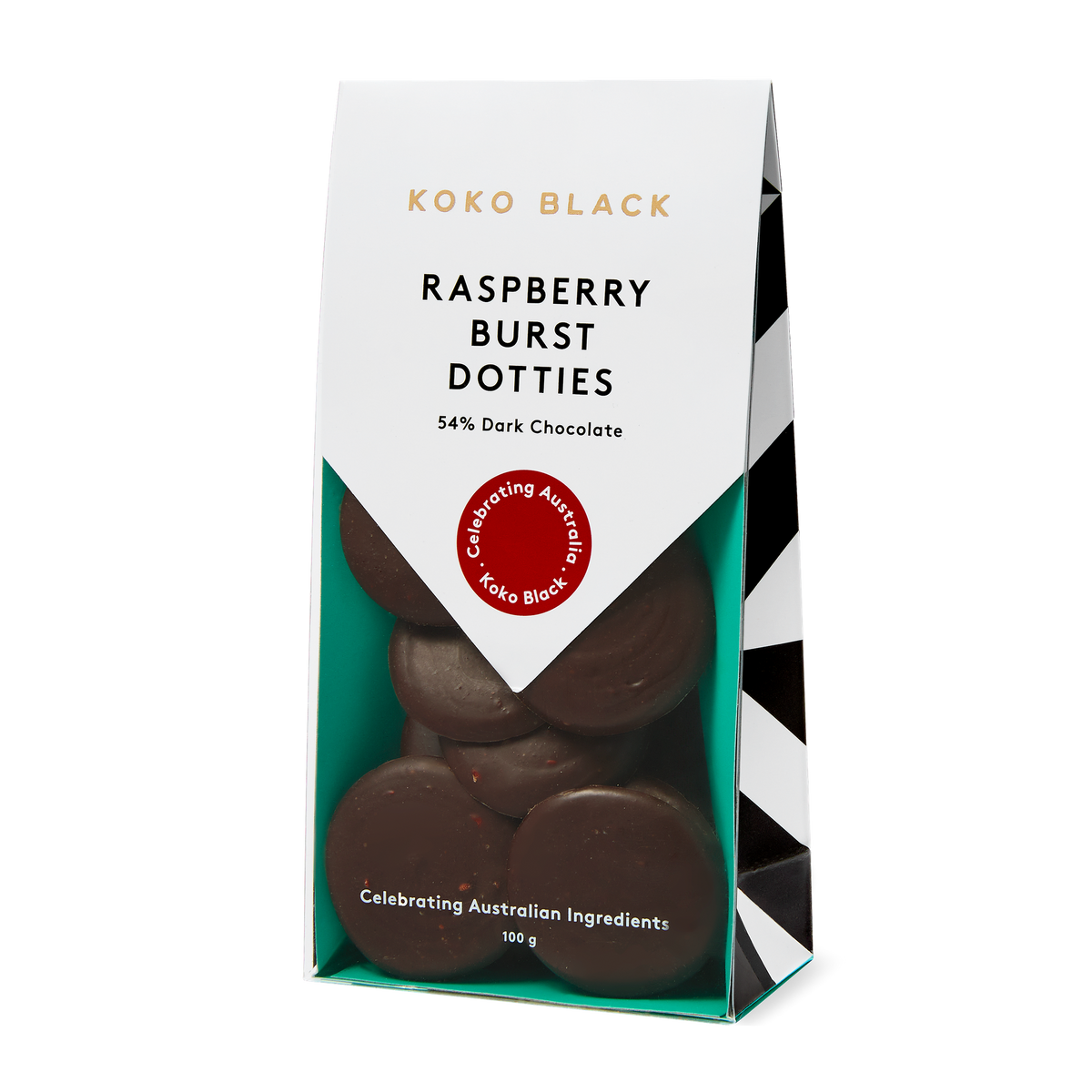 Raspberry Burst Dotties 100g | Dark Chocolate – Koko Black Chocolate