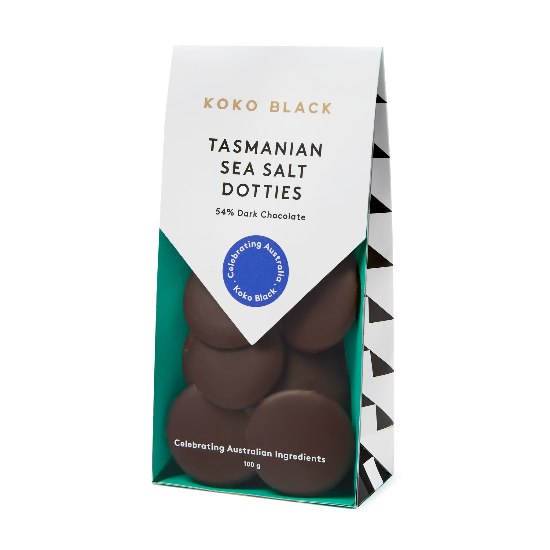 Tasmanian Sea Salt Dotties 100g | Dark Chocolate