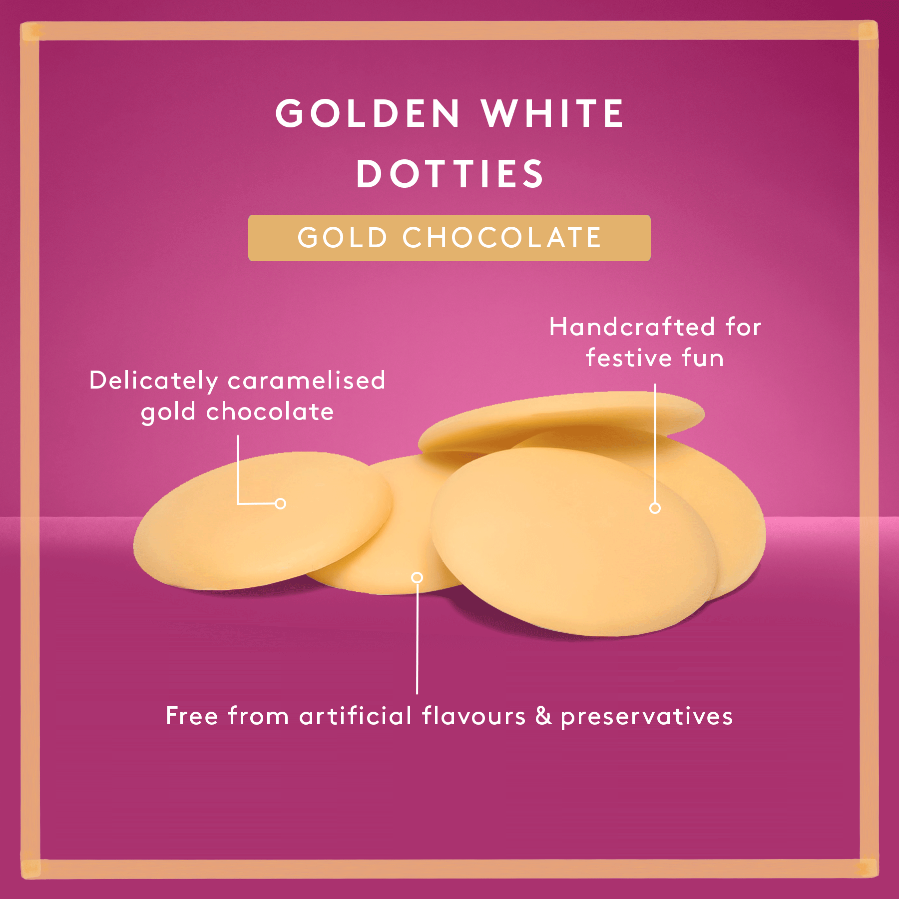 Golden White Dotties Cube | White Chocolate