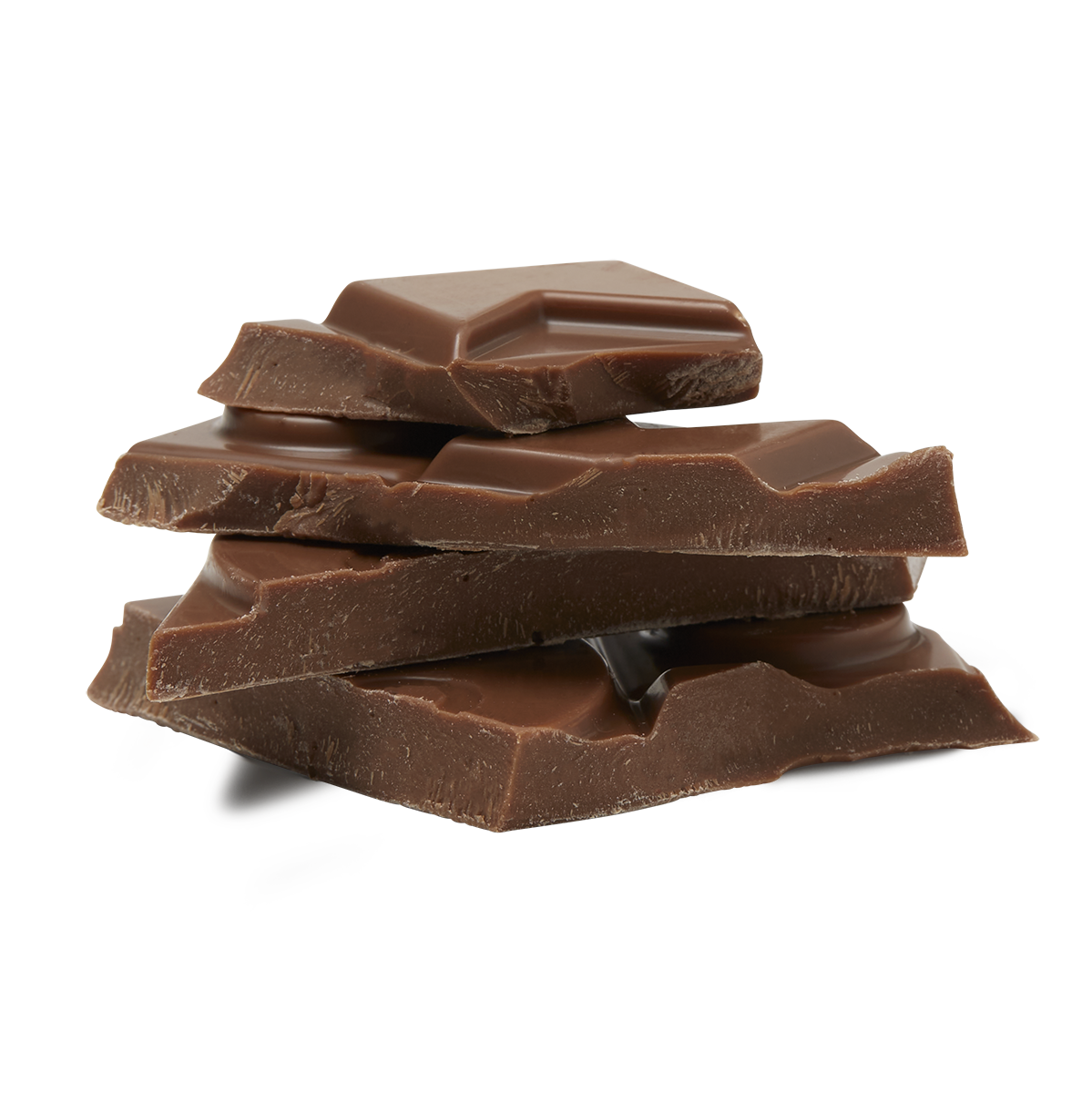 Broken chocolate pieces stacked together