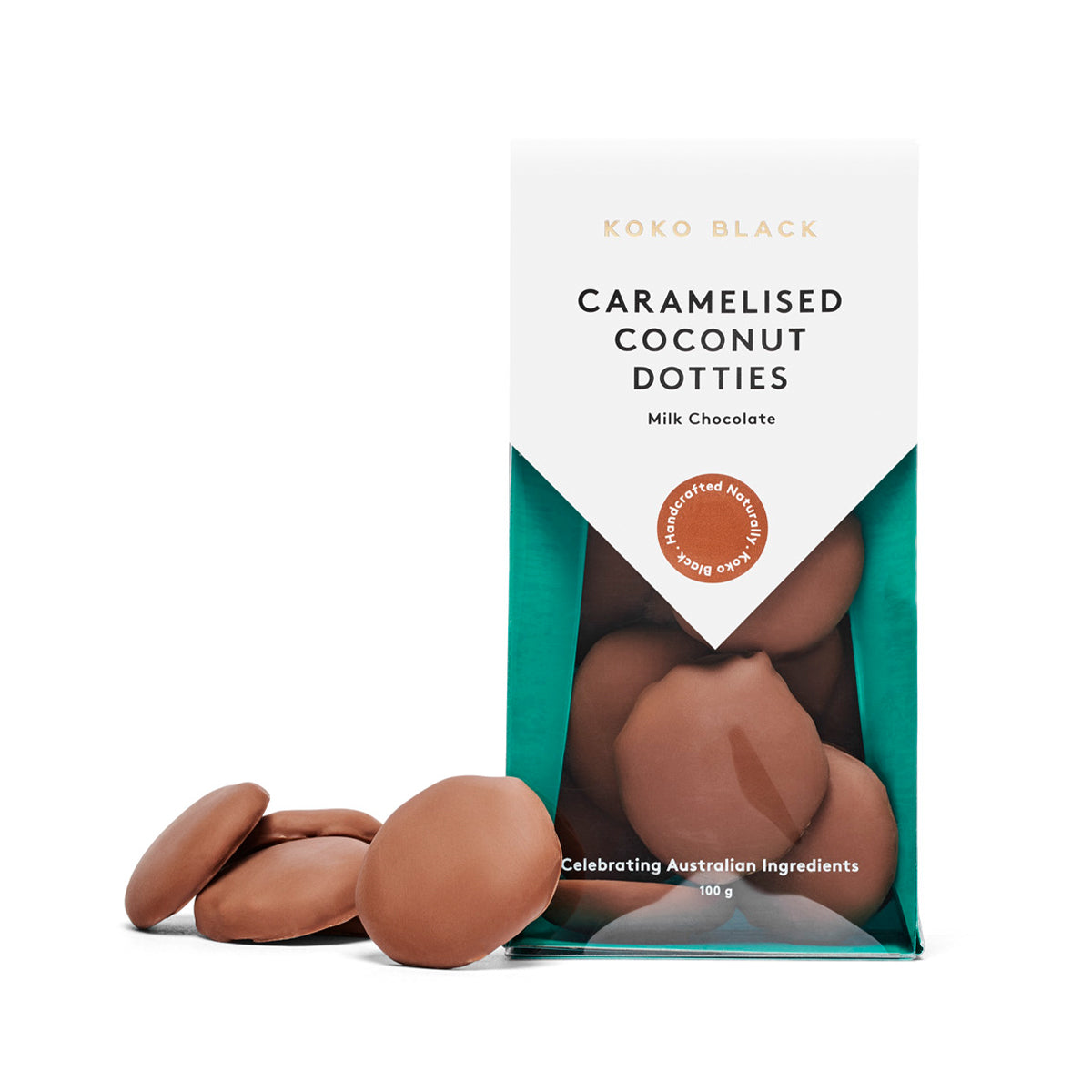 Caramelised Coconut Dotties 100g | Milk Chocolate