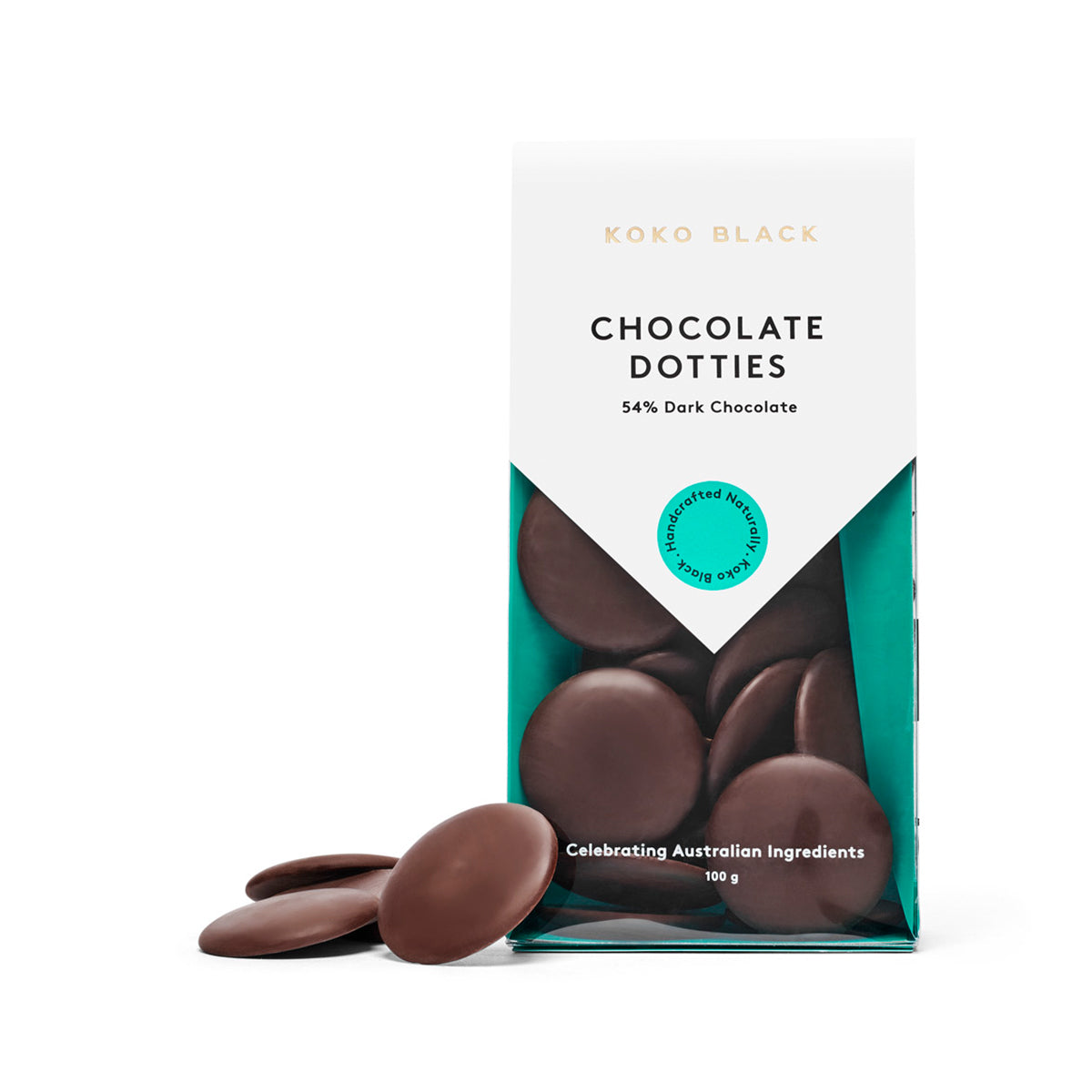 Chocolate rounds next to packet