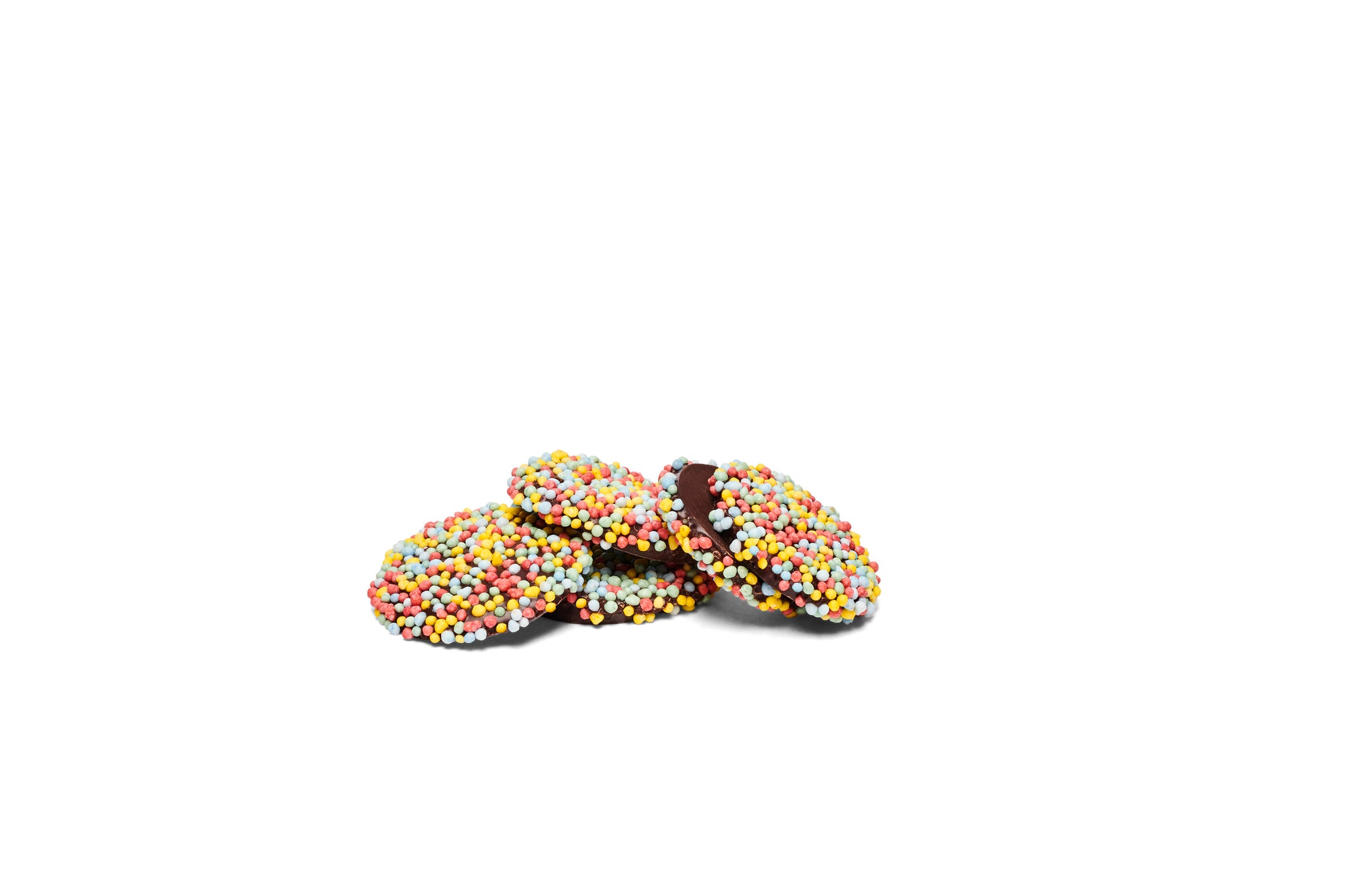 Sprinkled chocolate rounds stacked together