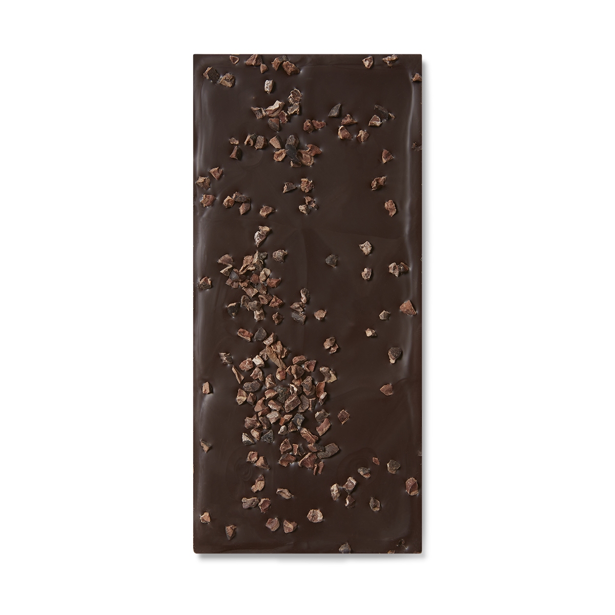 Exposed chocolate block with cocoa nibs