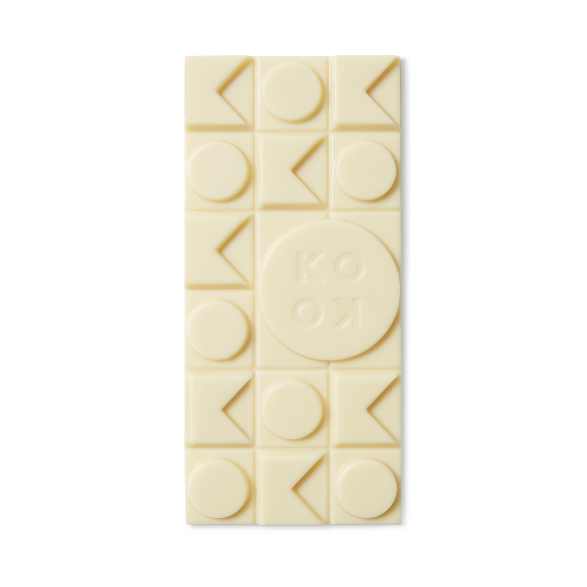 Exposed white chocolate block with art deco shaped pieces