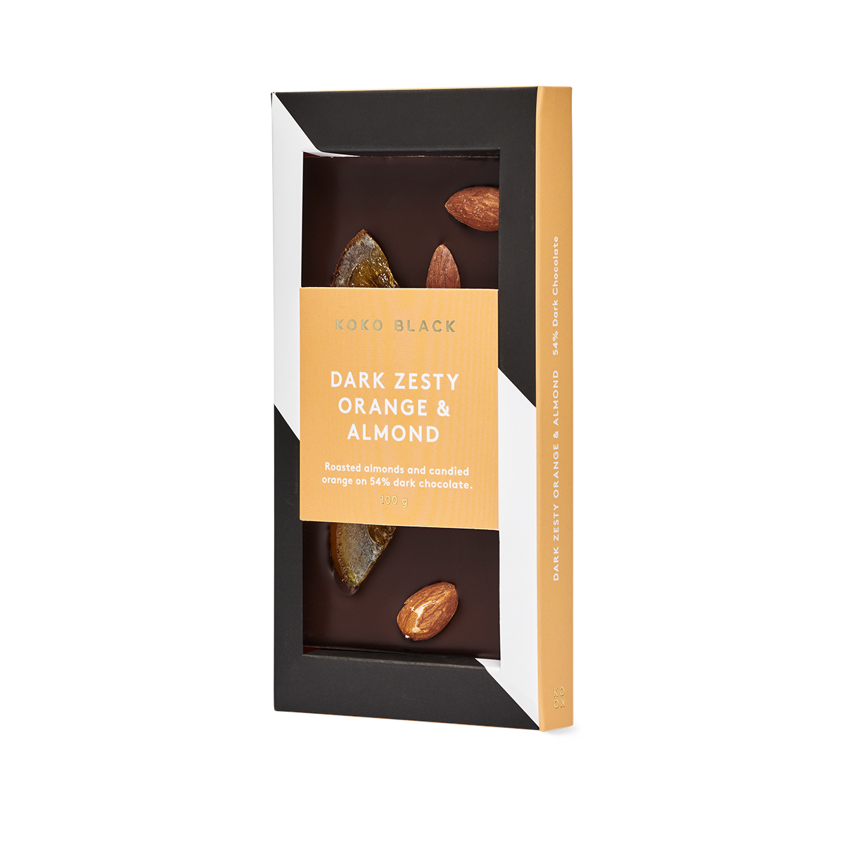 Dark Zesty Orange & Almond 100g | Dark Chocolate Block