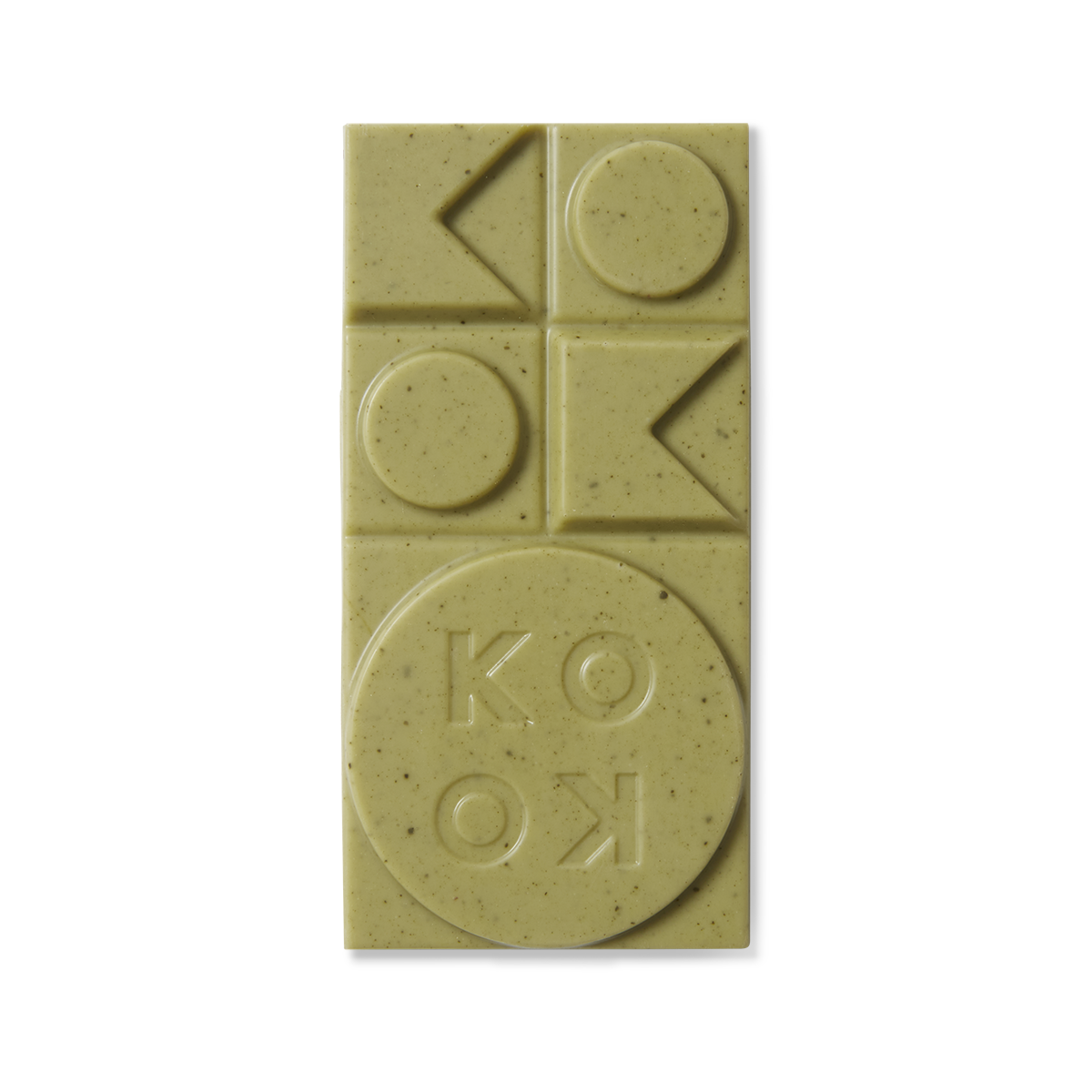 Exposed chocolate block with art deco shaped pieces