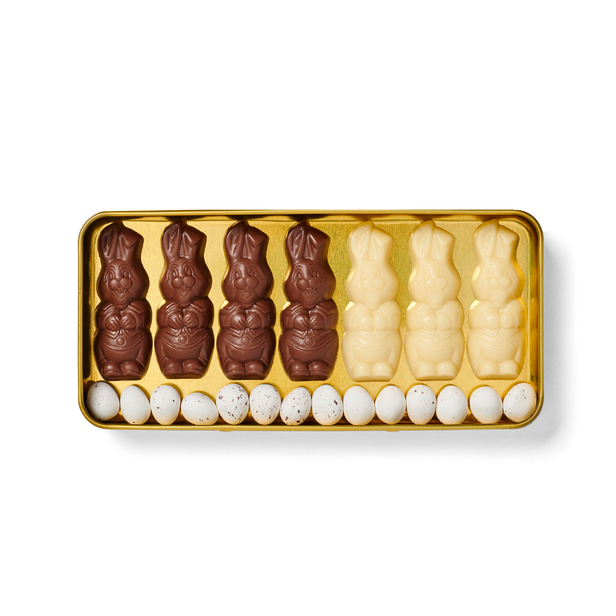 Discovery Tin, Bunnies and Speckled Eggs Milk and White Chocolate - Tin
