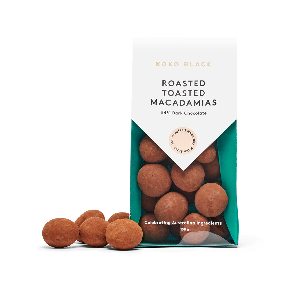 Roasted Toasted Macadamias 100g | Dark Chocolate