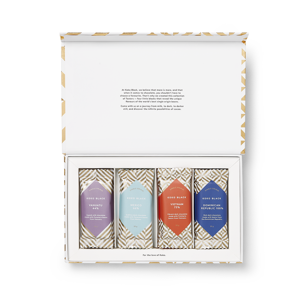 Four chocolate blocks in gift box