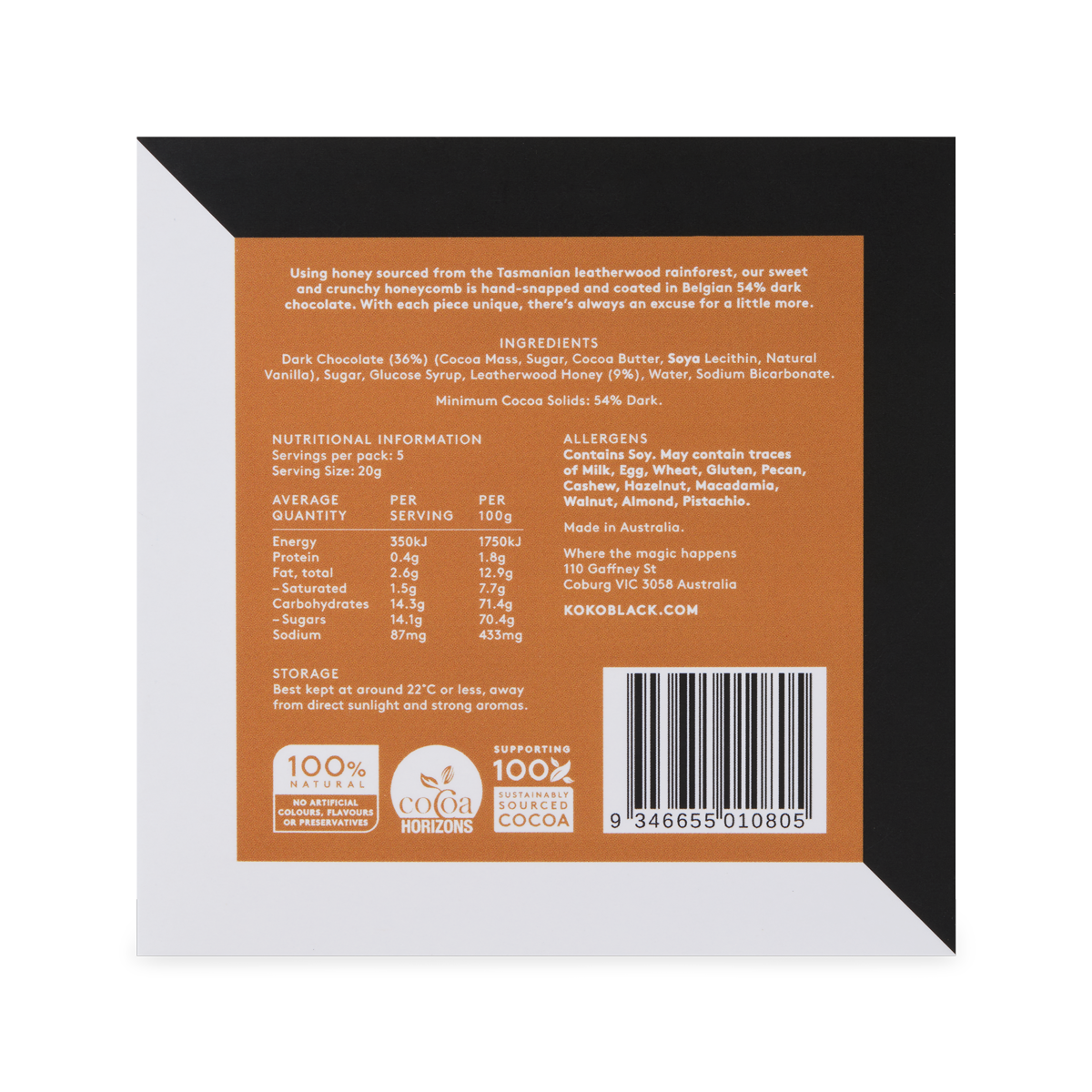 Tasmanian Leatherwood Honeycomb 100g | Dark Chocolate