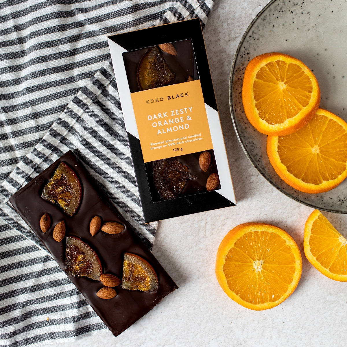 Dark Zesty Orange & Almond | Dark Chocolate Block